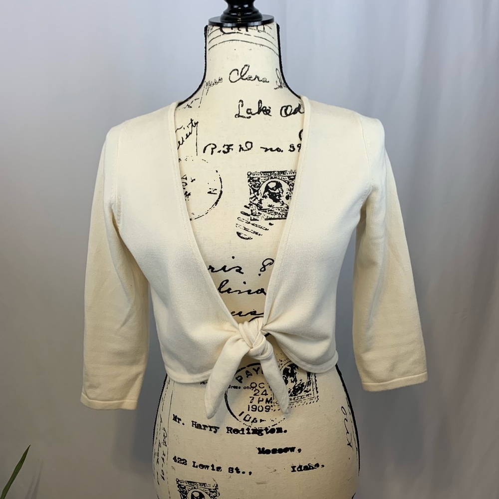 Vintage Liz Claiborne Cotton Tie Front Sweater